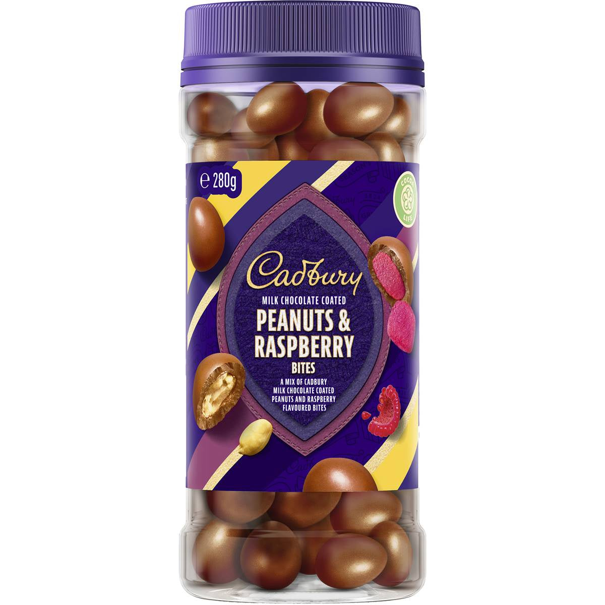 Cadbury Milk Chocolate Coated Peanuts & Raspberry Bites 280g