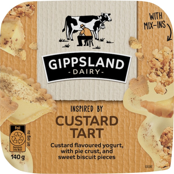 Gippsland Dairy Custard Tart With Pie Crust & Sweet Biscuit Pieces