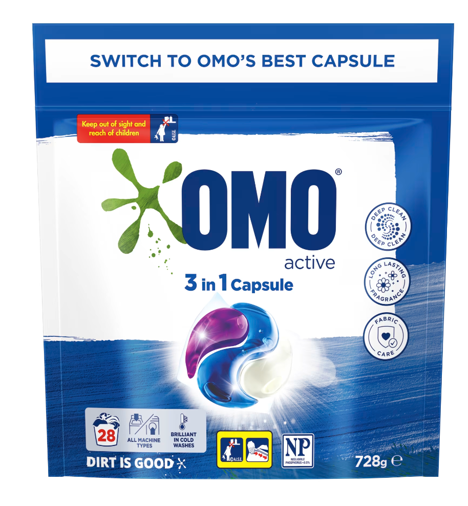 OMO Active Laundry Capsules 3-In-1 28 pack