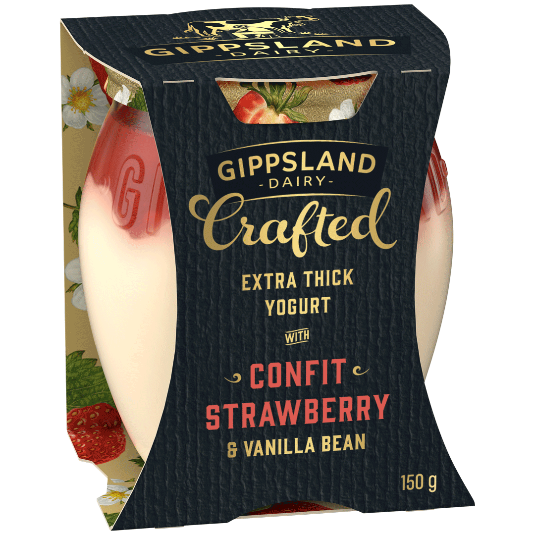 Gippsland Dairy Crafted Yoghurt Confit Strawberry & Vanilla Bean 150g