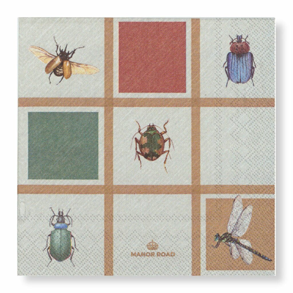 Manor Road Beetles & Bugs Cocktail Napkin