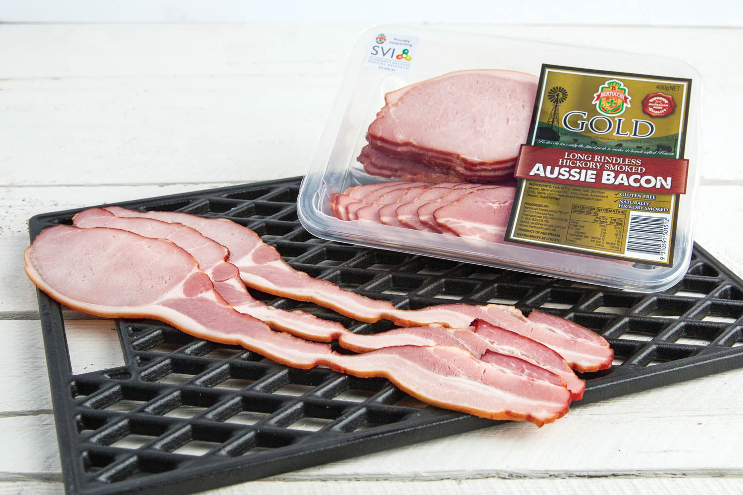 Bertocchi Gold Long Rindless Naturally Wood Smoked Premium Bacon 400g