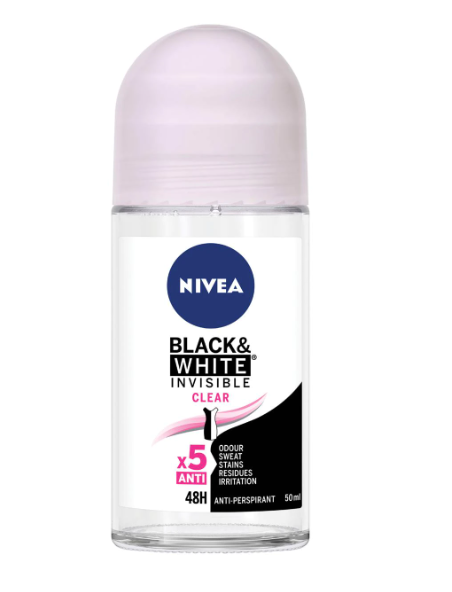 DNO Nivea Black & White Clear Roll On Antiperspirant Deodorant 50ml