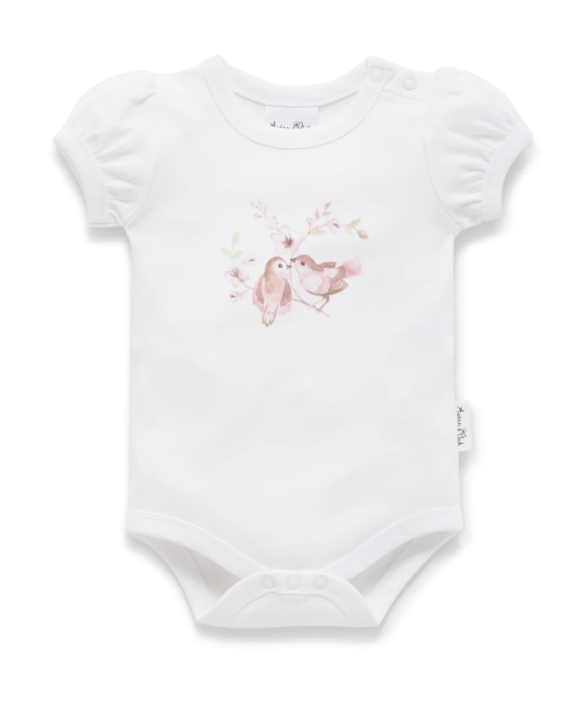 Blossom Print Puff Sleeve Onesie 6-12m