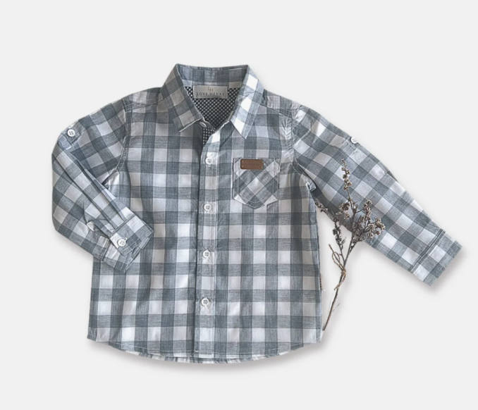Boys Dress Shirt Blue Check 4