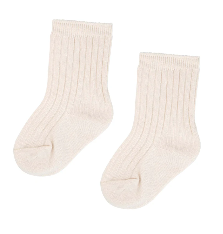 Rib Crew Socks Ecru