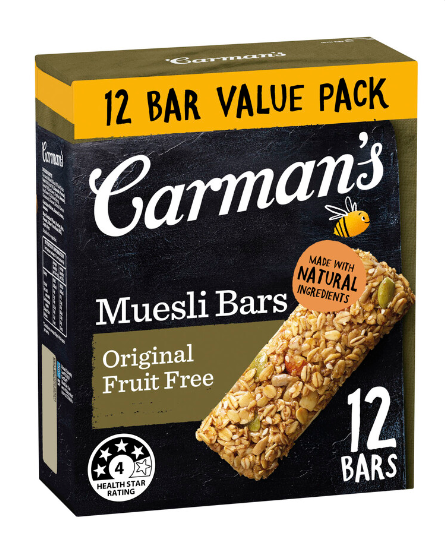 DNO Carman's Muesli Bar Original Fruit Free 12 Bar Value Pack