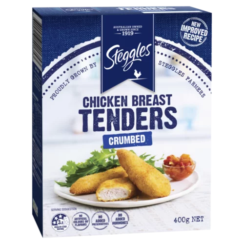 Steggles Chicken Breast Tenders Crumbed 400g