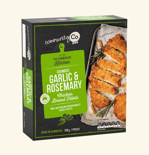 Community Co Crumbed garlic And Rosemary Chicken Breast Fillets 350g