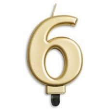 Amscan Number 6 Gold Jumbo Candle 1 Piece