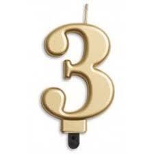Amscan Number 3 Gold Jumbo Candle 1 Piece