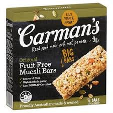 DNO Carman's Original Fruit Free Muesli Bars 6 x 45g