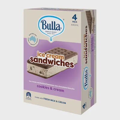 Bulla Ice Cream Sandwich Cookies & Cream 4pk