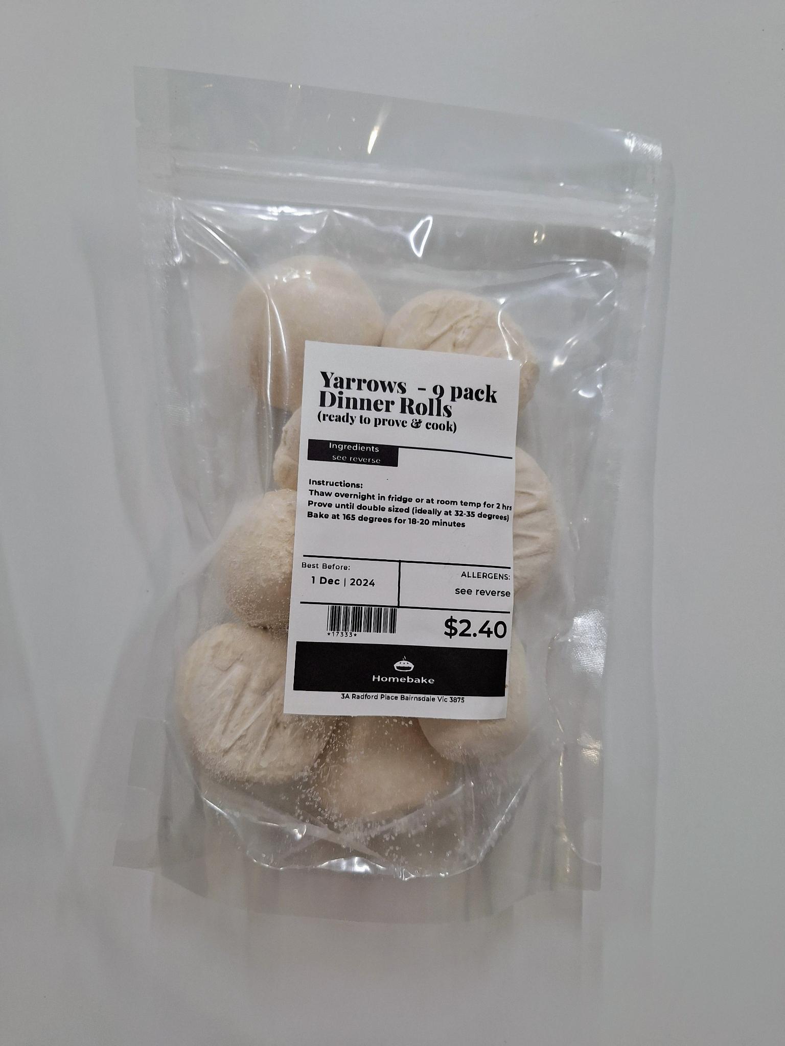 Yarrows Dinner Roll 40g   - Pack of 9