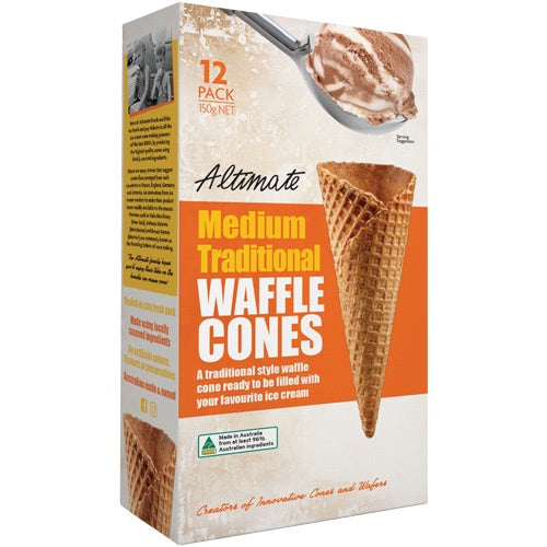 Altimate Medium Traditional Waffle Cones 12 Pack 150g