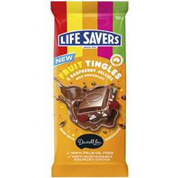 Darrell Lea Life Savers Fruit Tingles Milk Chocolate Block  160g
