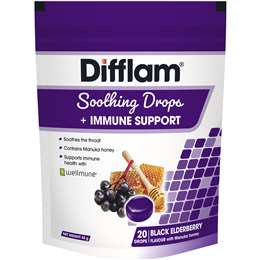 Difflam Soothing Drops + Immune Support Black Elderberry 20 Pack