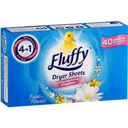 Fluffy Dryer Sheets Field Flowers 40 Sheets