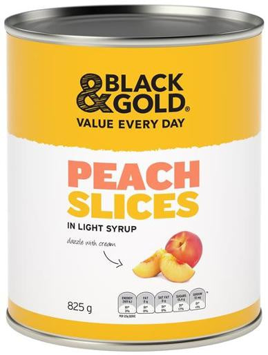 Black & Gold Peach Slices in Light Syrup 825g