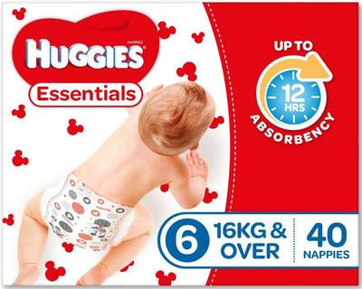 Huggies Essential Nappy Size 6 Junior 16Kg+ 40pack