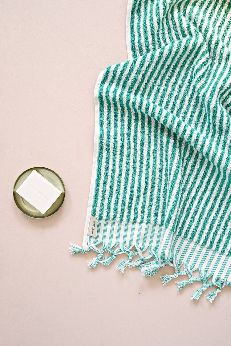 Hand Towel Green Stripe