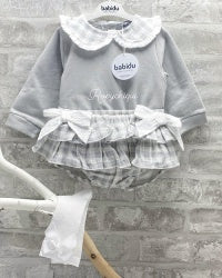Babidu Grey White Check 2 Piece Set Size 12M