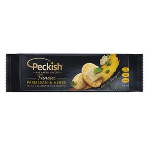 Peckish Fancies Parmesan & Herbs Premium Flavoured Rice Crackers GF 90g
