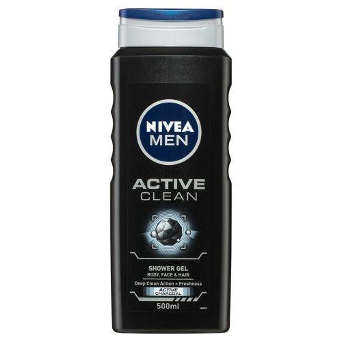 Nivea Men Active Clean 3 In 1 Shower Gel & Body Wash 500ml