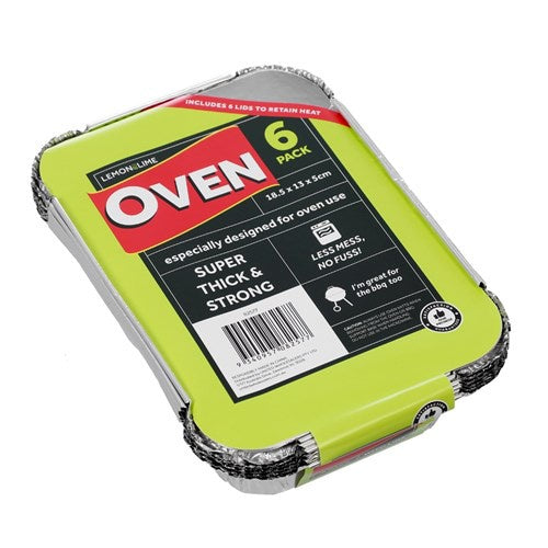 Lemon & Lime Foil Container With Lid 18.5cm x 13cm x 5cm 6 Pack!