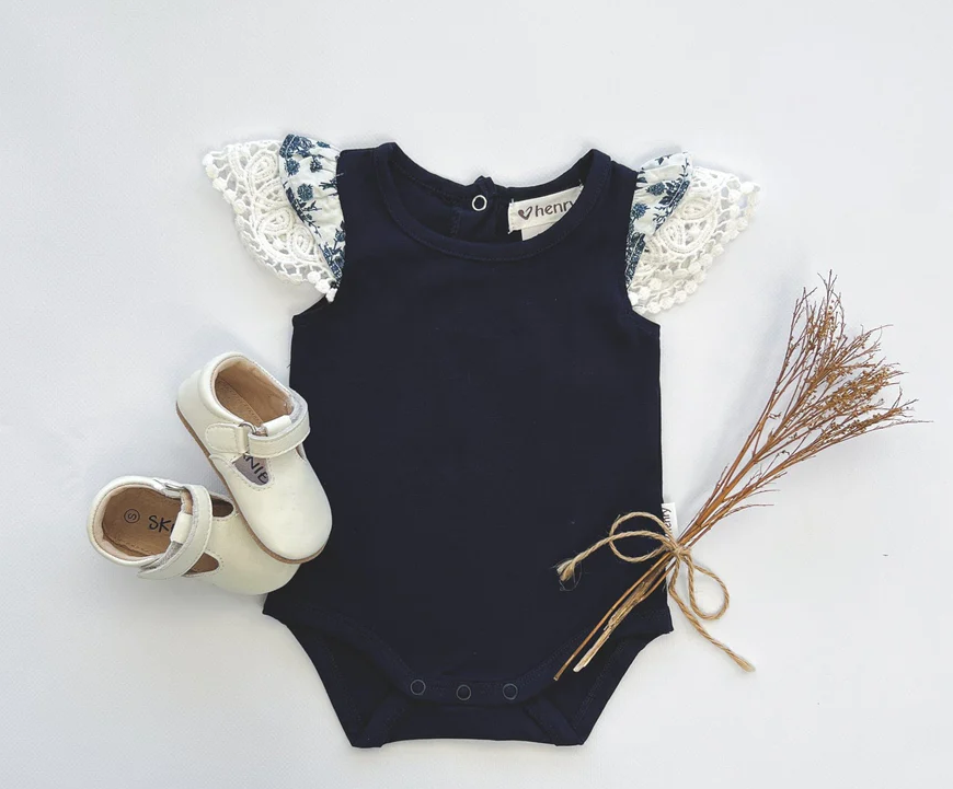 Baby Girls Knit Romper - Navy 0-3m