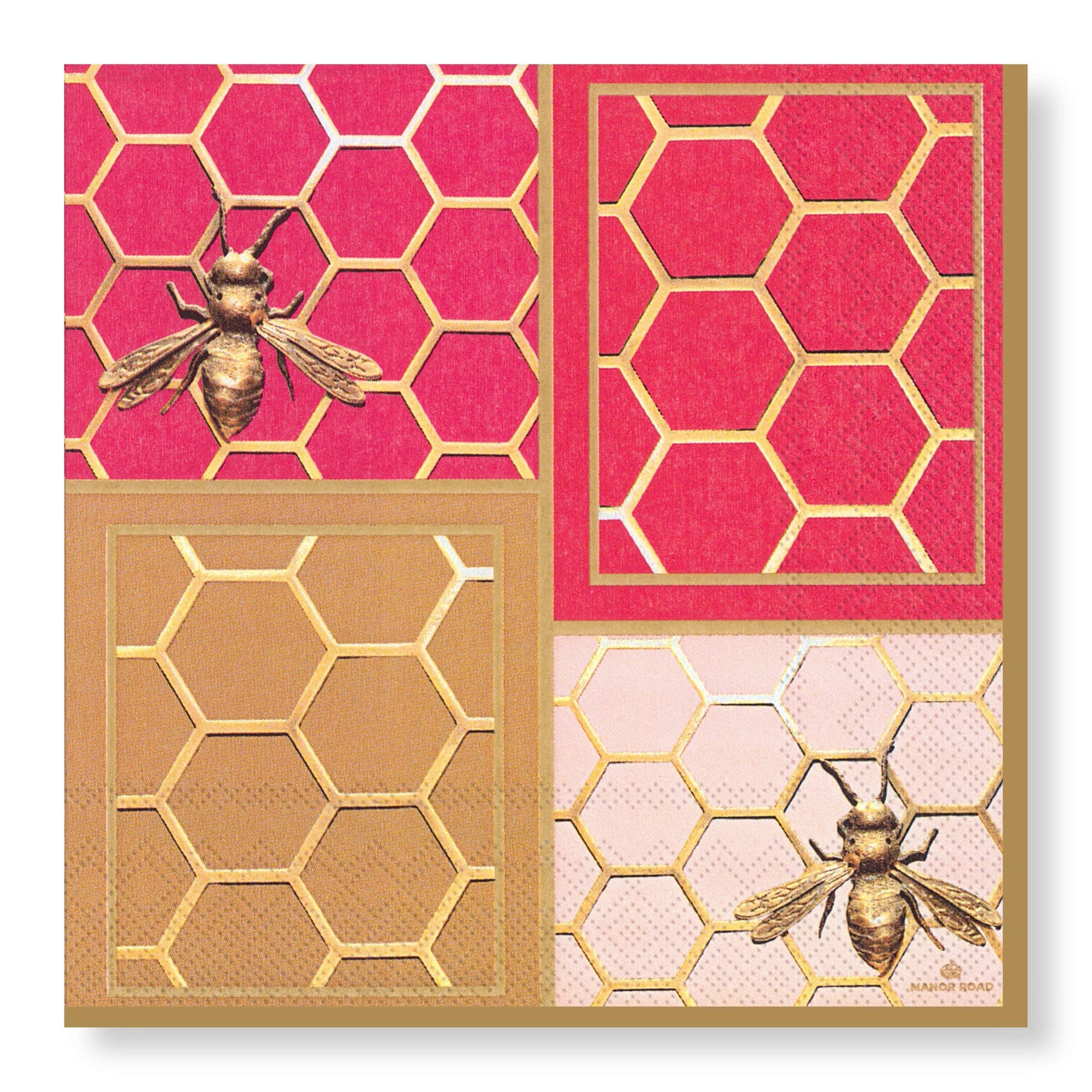 Manor Road Colourblock Bees Lunch Serviettes