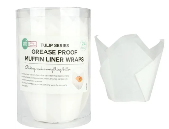 DNO Tulip Series Greaseproof Muffin Liner Wrap 24 pack