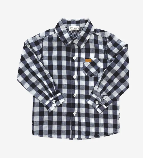 Boys Dress Shirt - Large Navy Check 3