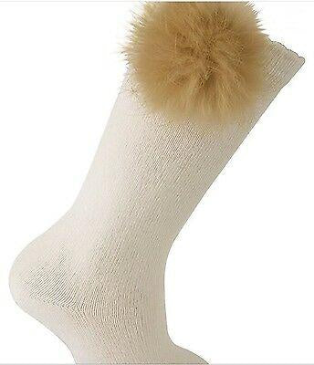 Carlomagno Fur Pom Sock Cream Size 2