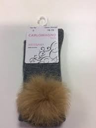 Carlomagno Fur Pom Sock Grey Size 4