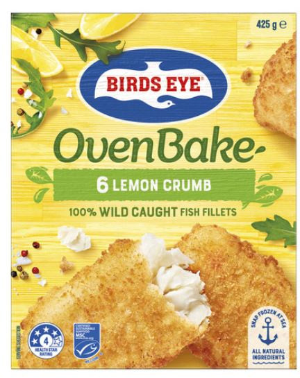 Birds Eye Frozen Fish Fillets With Lemon Crumb Oven Bake 6 pack 425g