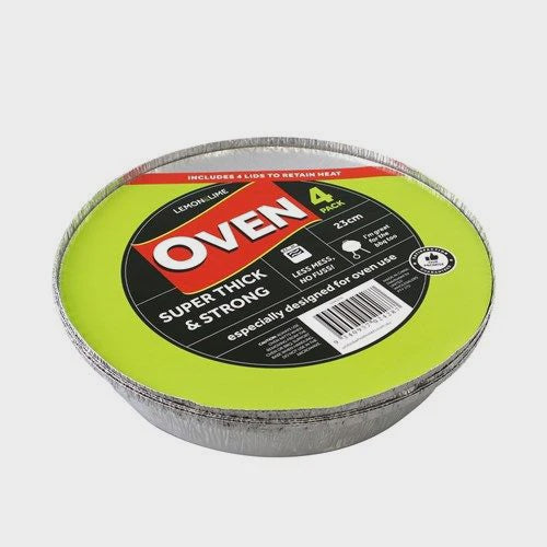 Lemon & Lime Foil Container Round With Lid 23cm 4 Pack